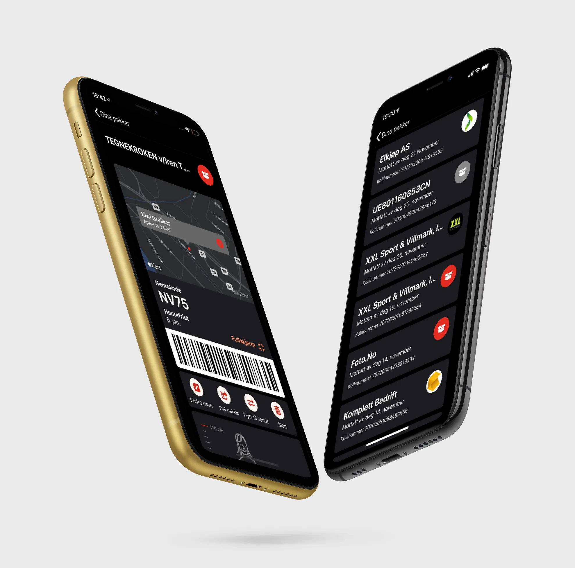 Posten tracking app on iPhone