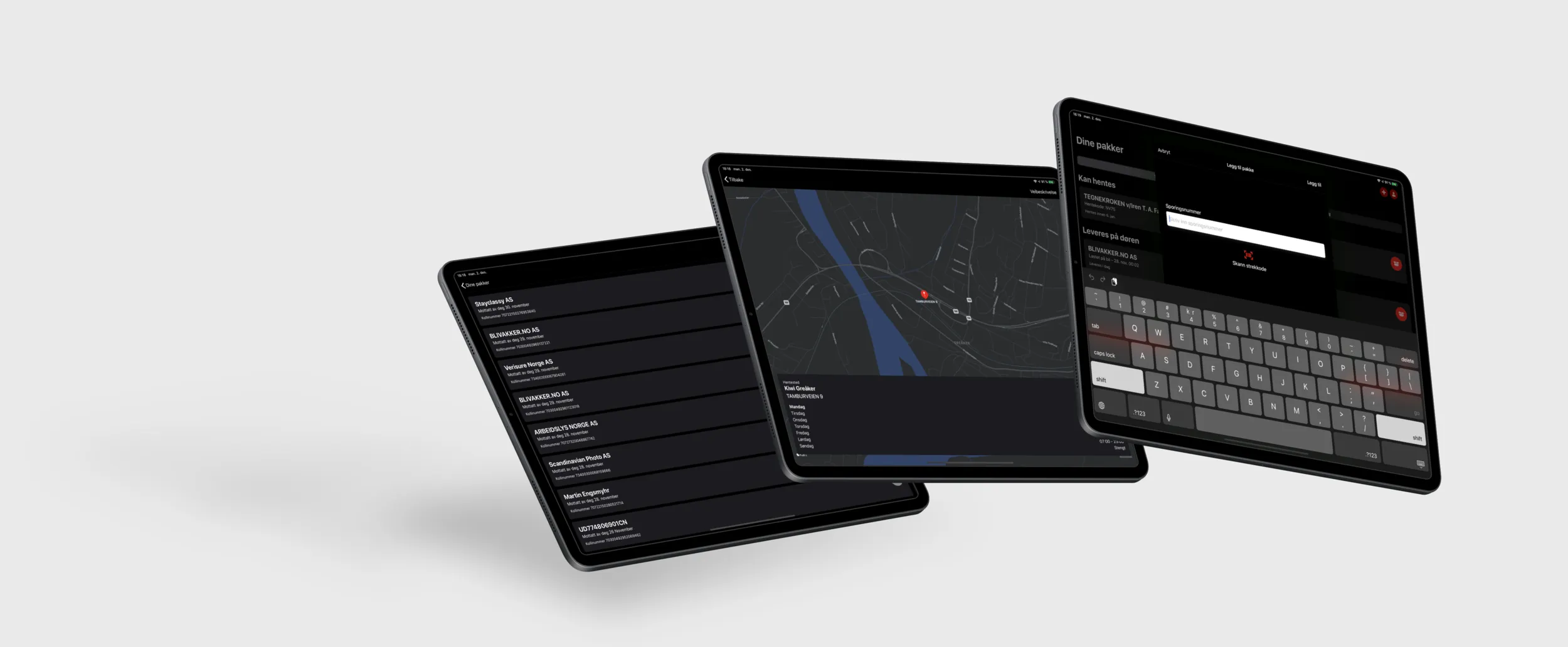 Posten tracking app on iPad