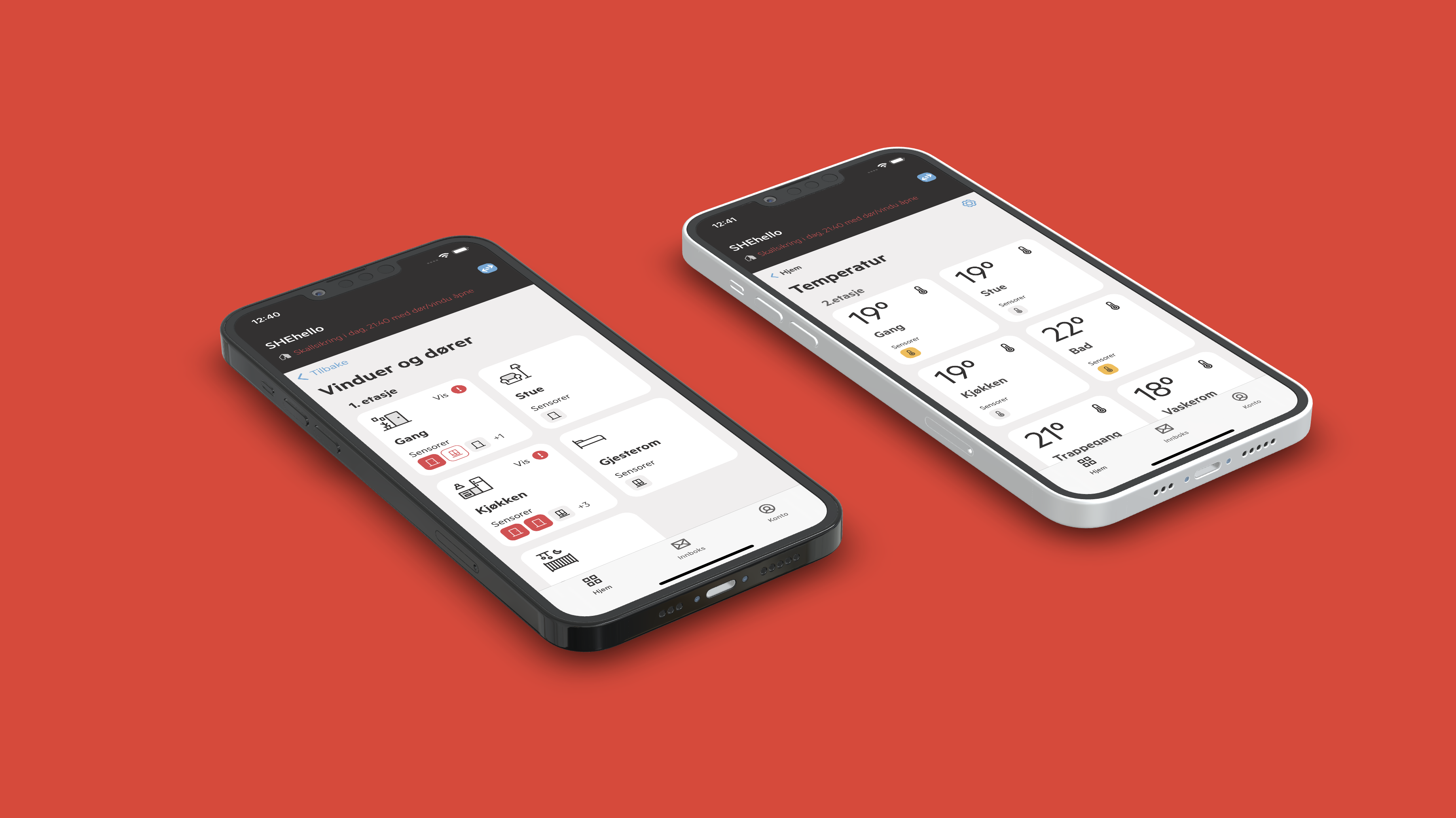 Sector Alarm app interface showing security features